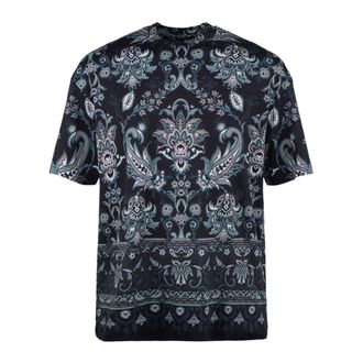 Etro Blue T-Shirt In Cotton With Floral Print
