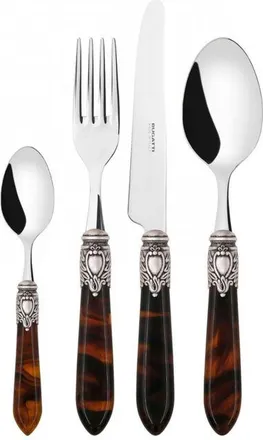 Bugatti Set posate 24 pezzi in scatola Gallery Oxford ghiera argento antico Tartaruga Trasparente Bugatti