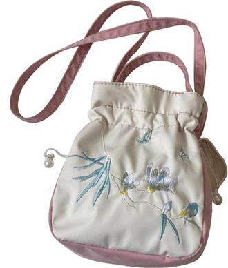 Generic Chinese Embroidery Bag | Wool Drawstring Hand Bag - Fashion Chinese Style Embroidery Bag, Retro Bubble Gum Tote Bag For Gathering, Outdoor, Pink, Cons