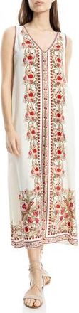 Max Studio Border Print Sleeveless Maxi Dress in Cream/Red at Nordstrom Rack, Size X-Small