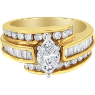 House of Brilliance 14KT Two-Toned Diamond Cocktail Ring in Yellow Gold at Nordstrom, Size 7