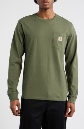 Carhartt Work in Progress Long Sleeve Pocket T-Shirt in Leaf at Nordstrom, Size X-Large