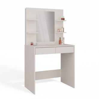 Topeshop Tocador De Cosm&eacute;ticos Marina 4p Con Espejo De Maquillaje + Escritorio 2s Cashmere