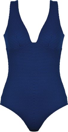 Naturana Badeanzug NATURANA Bergamo, Damen, Gr. 36, N-Gr, blau (dunkelblau), Elasthan, Polyamid, gemustert, Badeanz&uuml;ge Badeanzug, weich, bequem, elastisch, bre