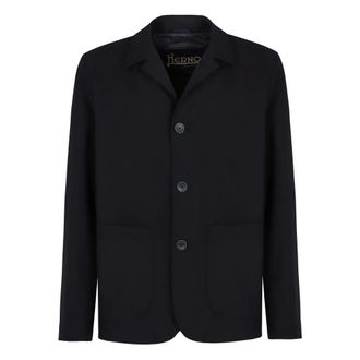 Herno Blazers, male, Blue, Size: M Jacket in mixed wool