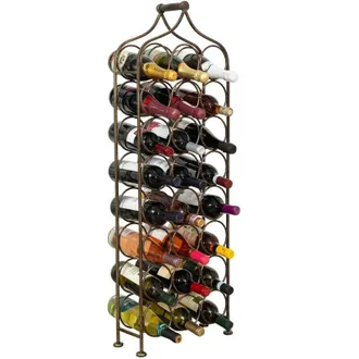 Biscottini International Biscottini - Wrought iron wine bottle holder sparkling wine bottle holder 106x36 cm floor standing wine display for 24 bottles Wine shop