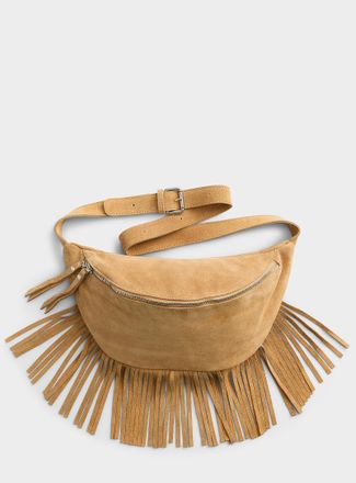 Le 31 Mens Genuine suede fringed belt bag