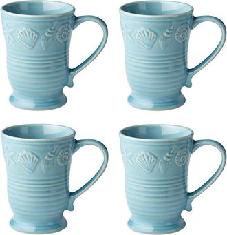 Certified International Coastline Blue Set Of 4 Mugs