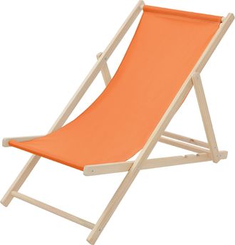 ECD Germany Ecd Germany - Silla De Playa Madera De Pino 3 Posiciones De Reclinaci&oacute;n Plegable Tumbona Tradicional De Sol Para Jard&iacute;n O Balc&oacute;n Naranja Impermeable H
