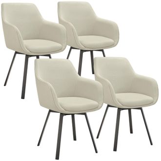 TecTake Dining Chair Alicon Set Of 4 - Greige in Beige | Size: 4 Pack