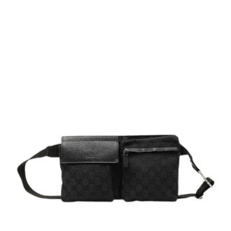 Gucci Pre-owned GG Canvas Double Pocket Belt Bag - Dames - Pre-owned - Zwart - Maat: ONE Size