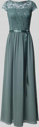 Swing Abendkleid mit Paillettenbesatz in Schilf, Größe 32