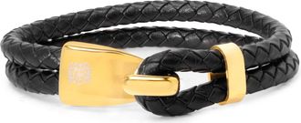 Bruno Magli Mens Double Rope Leather Bracelet, Gold