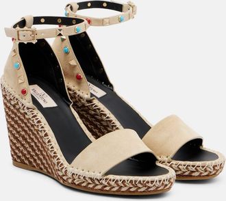 Valentino Garavani Rockstud 105 suede espadrille wedges