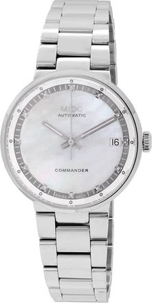 Mido Commander II Automatic Diamond White Mother of Pearl Dial Ladies Watch M0142071111680