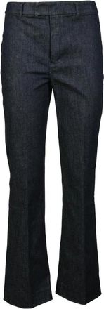Max Mara Broek - Dames - Wijde Broeken - Blauw - XS - Katoen - Broeken