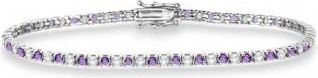 Allurez Alternating Diamond & Amethyst Eternity Bracelet 14K White Gold (3.73ct)