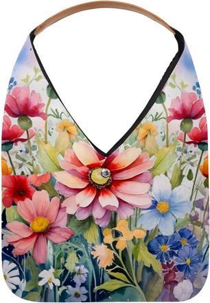 Generic Watercolor flowers (2) Reusable Lightweight Grocery Bags - Foldable Into Compact Pouch, Washable & Sturdy, Multipurpose for Shopping and Travel