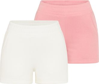 Flashlights Sweatshorts FLASHLIGHTS, Damen, Gr. 34, N-Gr, rosenholz, wei&szlig;, angeraute Sweatware, Obermaterial: 60% Baumwolle, 40% Polyester, unifarben, Basic, Hose