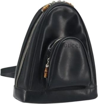 Gucci Pre-owned Schoudertas - Dames - Vintage Rugzakken - Zwart - ONE Size - Leer - Vintage
