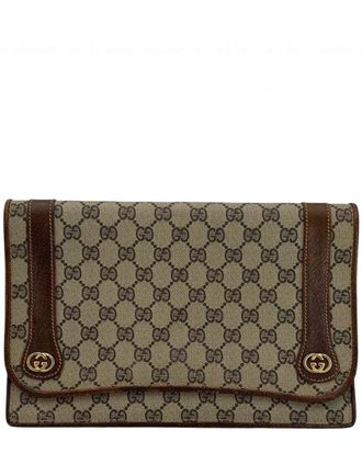 Gucci Brown Cotton Clutch (Authentic Pre-Loved)