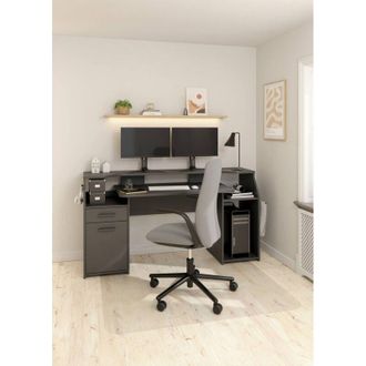 Dmora Dmora - Escritorio Zennithor, Mesa De Trabajo Con 1 Puerta Y 1 Caj&oacute;n, Ideal Para Oficina Y Gaming, 171x62 H89 Cm, Gris