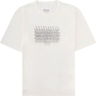 Maison Margiela Neutrals Scattered Numbers Rectangular Cotton T-Shirt