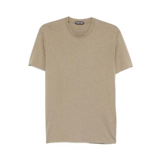 Tom Ford T-Shirts, male, Gray, Size: 3XL Lyocell Cotton Crew Neck T-Shirt