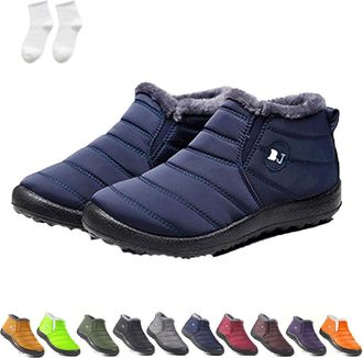 Generic Boojoy Winter Boots for Women Men, Indicativey Snow Boots,Winter Waterproof Snow Boots Fur Lining Ankle Boots (Blue, Adult, Women, 10.5, Numeric, UK F