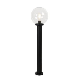 QAZQA Moderno L&aacute;mpara De Pie De Exterior Negra Con Globo Transparente 100 Cm Ip44 - Sfera Acero Inoxidable /pl&aacute;stico Alargada Adecuado Para Led Max. 1 X 40 