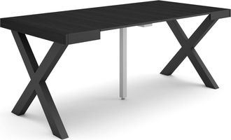 Skraut Home Skraut Home - Mesa Consola Extensible, Mesa Comedor Plegable, 180, Para 8 Comensales, Patas Madera Maciza, Estilo Moderno, Negro