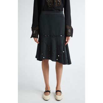 Wales Bonner Serenade Asymmetric Wool Blend Skirt in Dark Green at Nordstrom, Size 4-6 Us