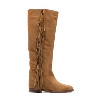 Via Roma 15 High Boots, female, Brown, Size: 10 US Marten Velour Boot