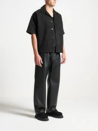 Mani&egrave;re De Voir Luc Boxy Suede Shirt in Black at Nordstrom, Size X-Small