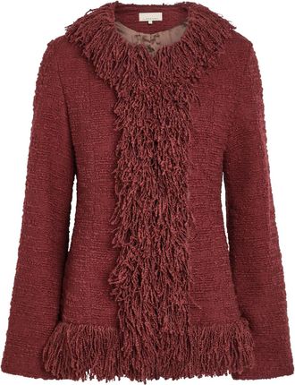 Liberowe Banker Fringed Boucl&eacute; Jacket - Dark Red - S (UK8-10 / S)