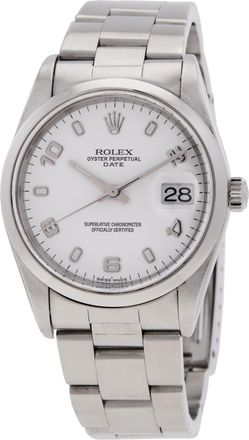 Rolex Pre-owned Rolex Oyster Perpetual Automatic Chronometer Silver Dial Mens Watch 15200 SSO