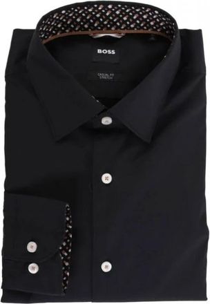 HUGO BOSS Casual Fit Stretch Shirt C-Hal-Kent-C3-223 - Heren - Zakelijke Overhemden - Zwart - L - Leer - Overhemden