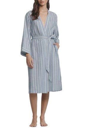 Eberjey Nautico Stripe Robe in Classic Stp Slate Blue/Ivory at Nordstrom, Size X-Small