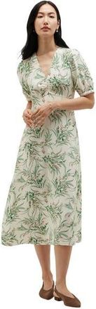 Hobbs London Florentina V-Neck Midi Dress in Ivorymulti at Nordstrom, Size 12