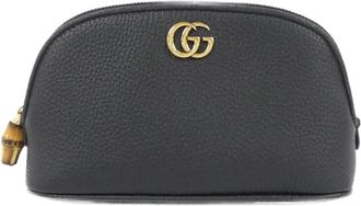 Gucci Gg Marmont Black Leather Pouch (Pre-Owned)