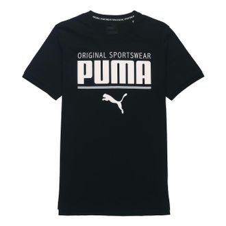 Puma Logo Printing Round Neck Sports Short Sleeve Black 852240-01