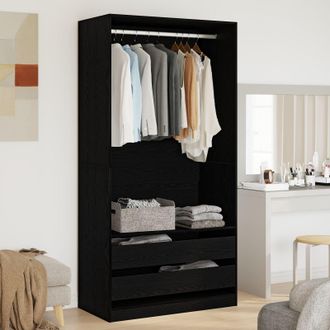 Berkfield Home Black Oak Wardrobe - 100 x 50 x 200 cm - Made from Engineered Wood