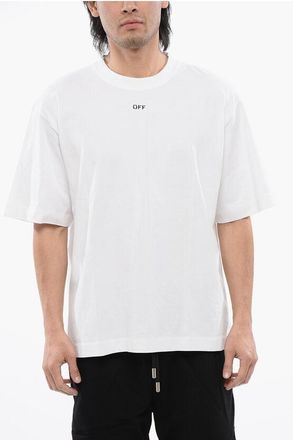 Off-white FOR EVER Solid-Color Crewneck T-Shirt with Contrast Logo size Xxl