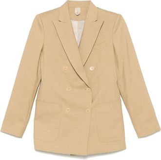 Max Mara Beige Solid Notched Lapel Blazer
