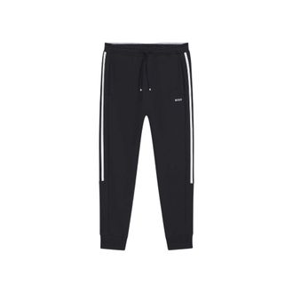 HUGO BOSS Hadikonos-joggingbroek voor heren met zijstrepen en taps toelopend model (Donkerblauw)