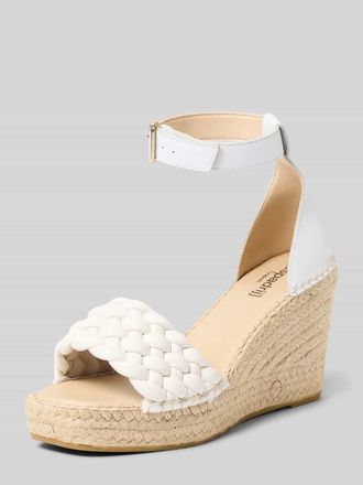 Espadrij Wedges in Flecht-Optik mit Dornschlie&szlig;e Modell SAINT TROPEZ in Weiss, Gr&ouml;&szlig;e 37