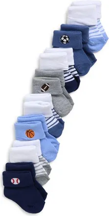 Capelli Assorted 8-Pack Sports Balls Cuffed Crew Socks in Blue Combo at Nordstrom, Size 0-6 M