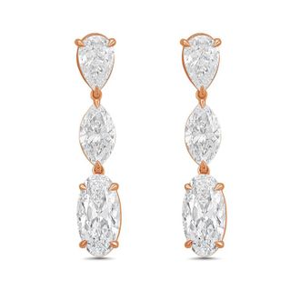 Diana M. Jewels 14kt Rose Gold 13cts Lab Grown Multi-shaped diamond Drop Earrings