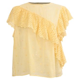Isabel Marant Etoile Sorani Eyelet Blouse in Yellow Cotton