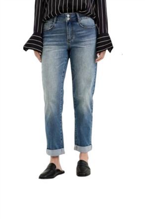 Judy Blue Double Button Cool Denim Boyfriend Jeans In Blue